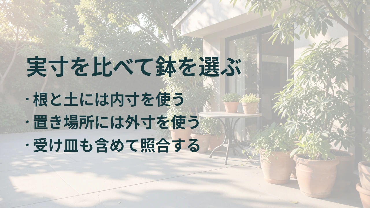 実寸を比べて鉢を選ぶ