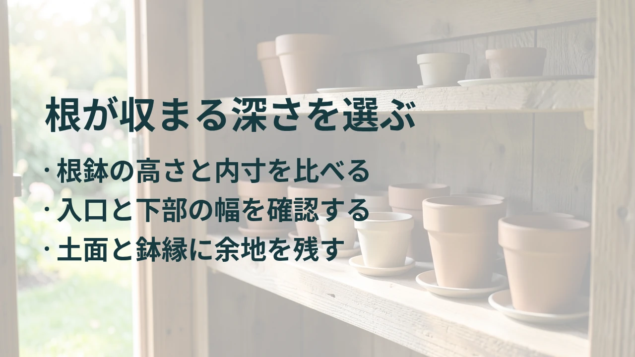 根が収まる深さを選ぶ