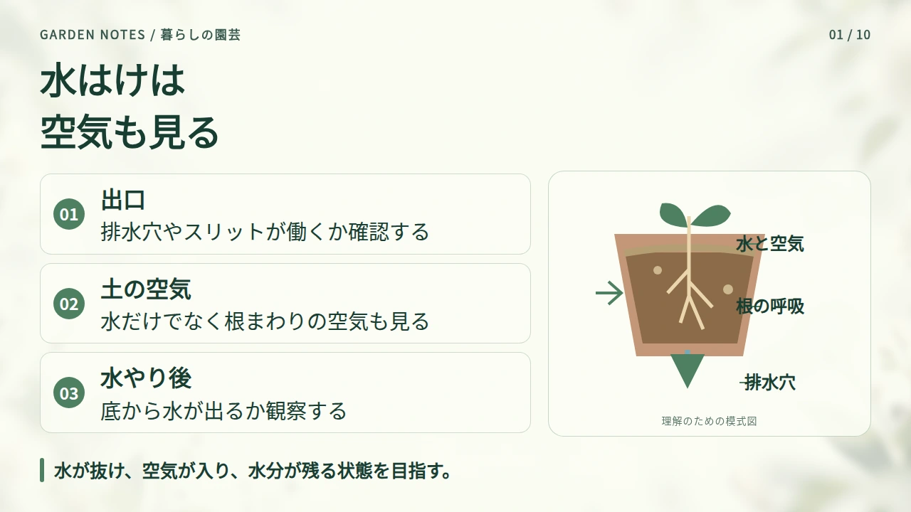 水が抜けないと根のまわりの空気も減るの要点と図解